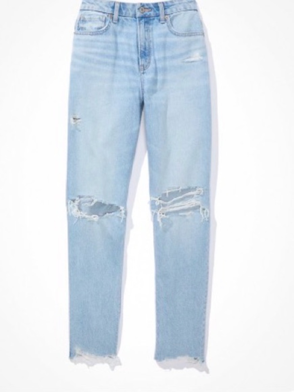 American Eagle Outfitters Light Blue Mom Jeans with Knee Rips